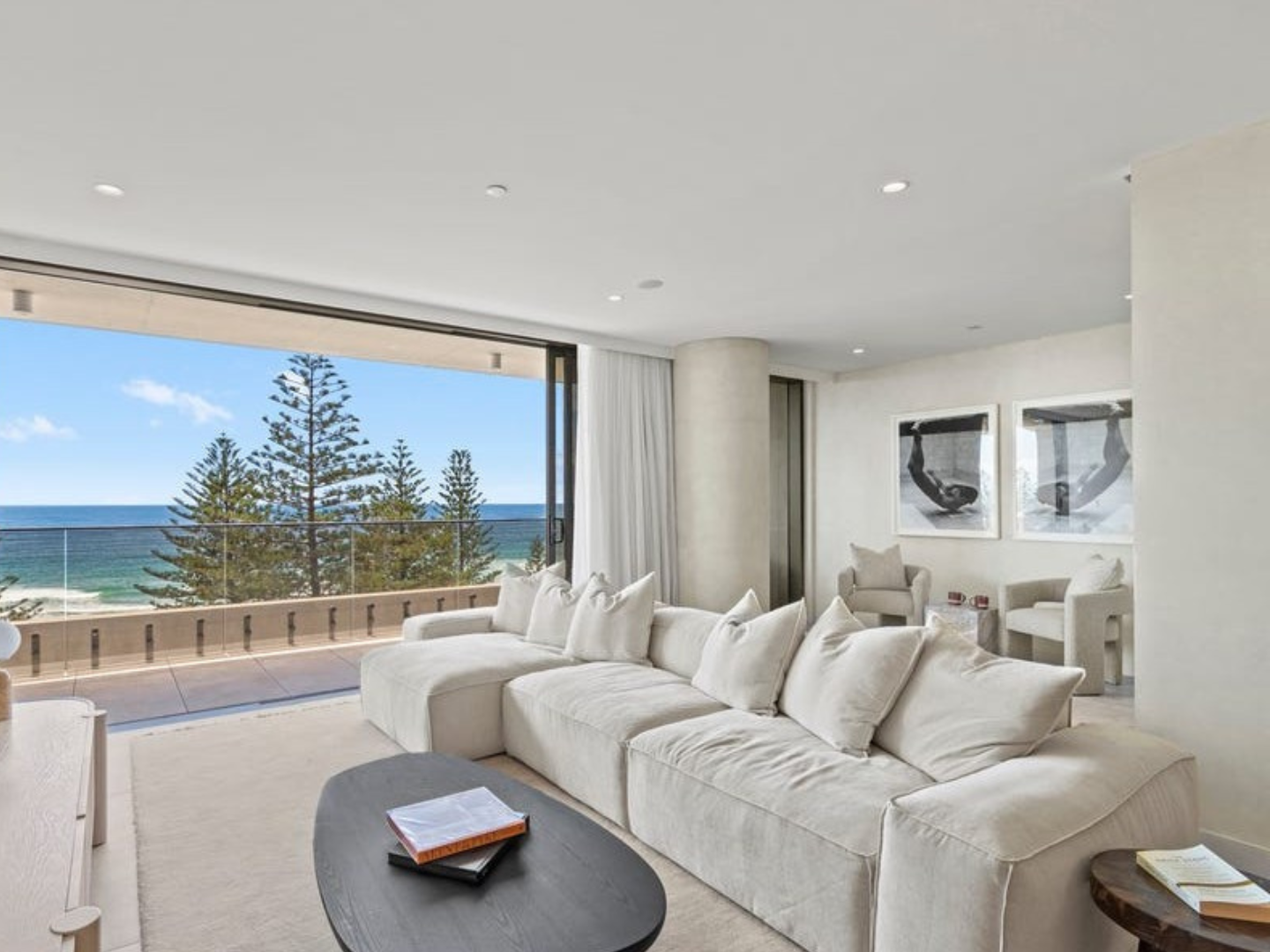 modern Living room styled with contemporary artwork for hire in burleigh heads apartment